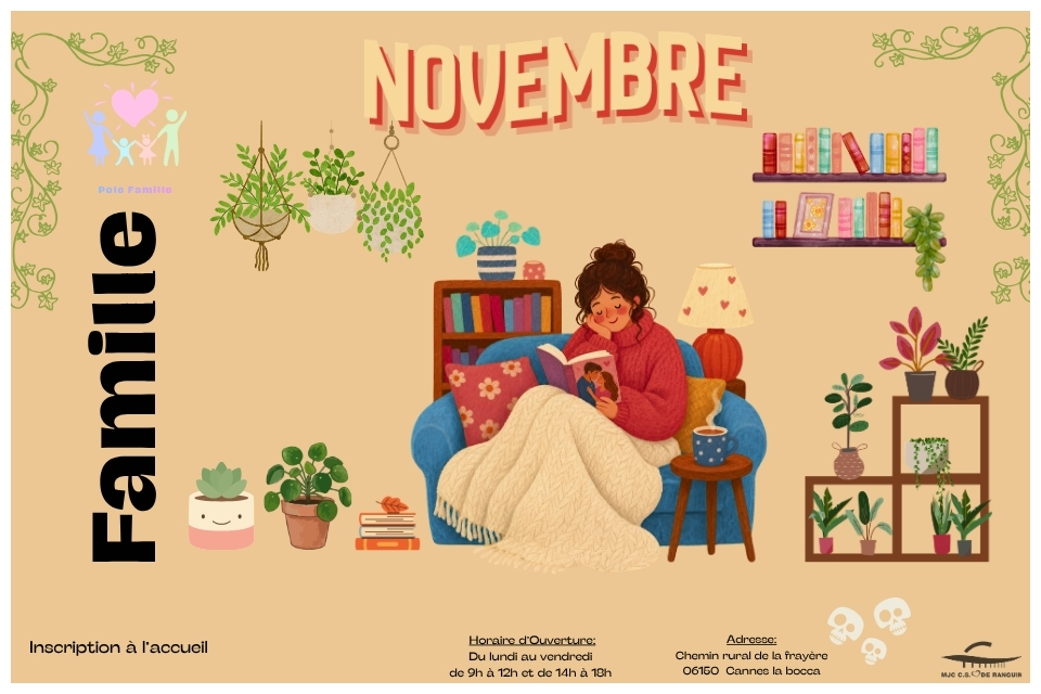 programme des familles pour Novembre à la MJC ranguin de Cannes la bocca